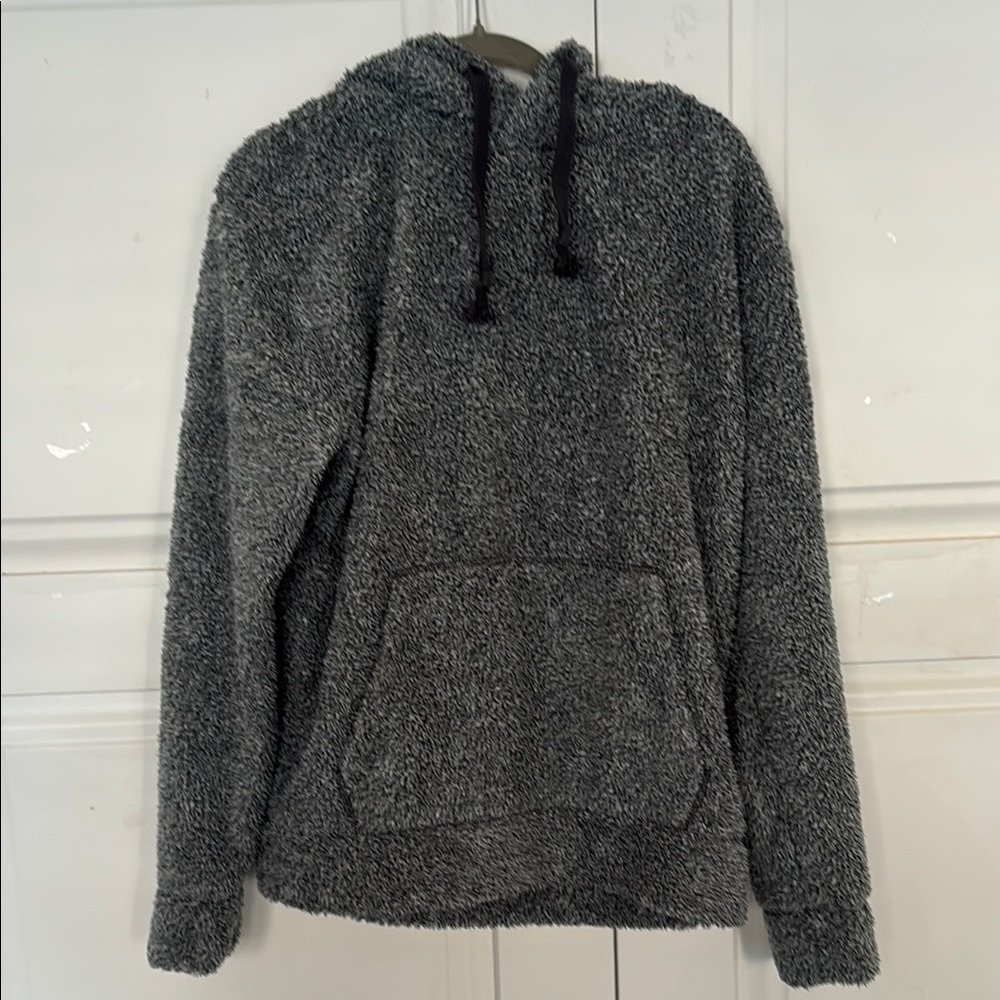 Express Gray Heathered Sherpa Pullover Hoodie - image 1